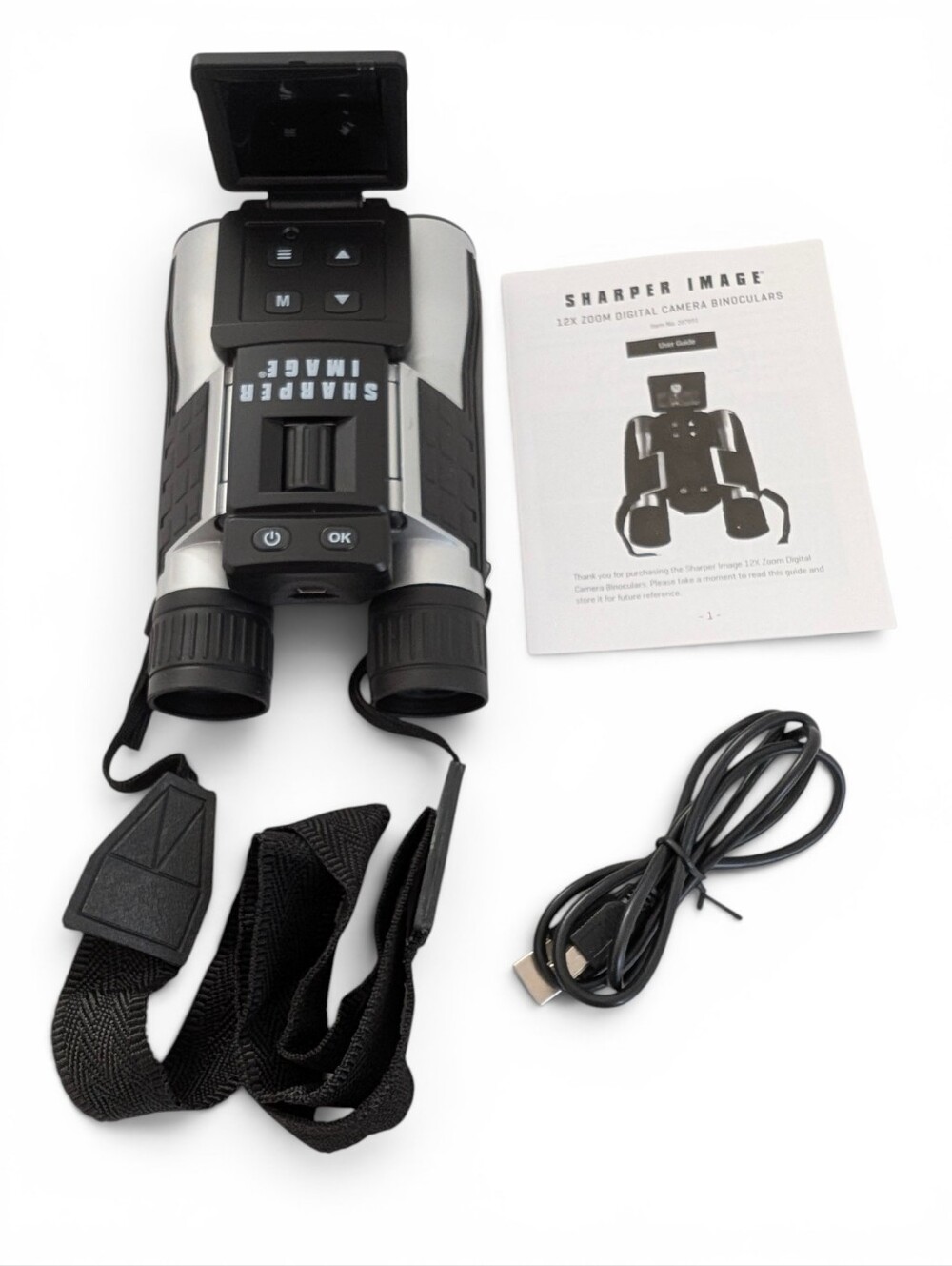 SHARPER IMAGE Digital Camera Binoculars Black Silver 12X Zoom Neew